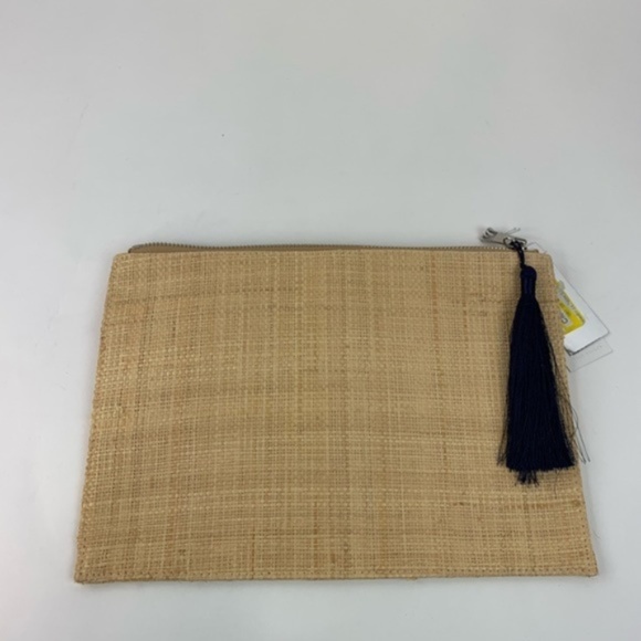 west emory' Handbags - West Emory Straw Purse with Zipper, Black Tassel